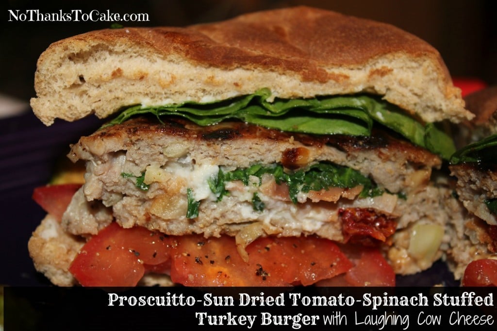 Prosciutto - Sun Dried Tomato - Spinach Stuffed Turkey Burger with Laughing Cow Cheese | No Thanks to Cake