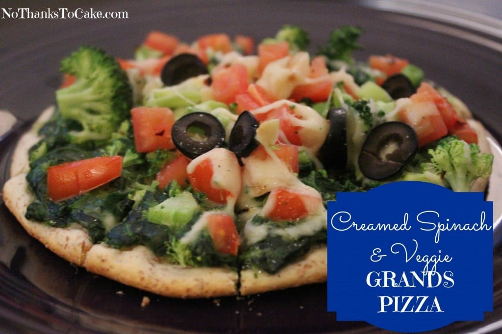Creamed Spinach and Veggie Grands Pizza | No Thanks to Cake