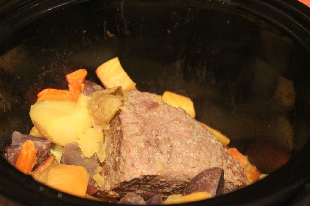 Slow Cooker Maple-Mustard Pot Roast with Winter Root Vegetables | No Thanks to Cake