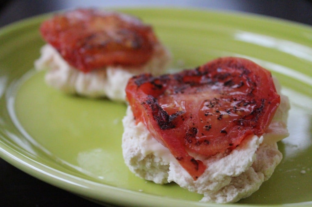 Grilled Tomato Biscuits with Laughing Cow Cheese | No Thanks to Cake
