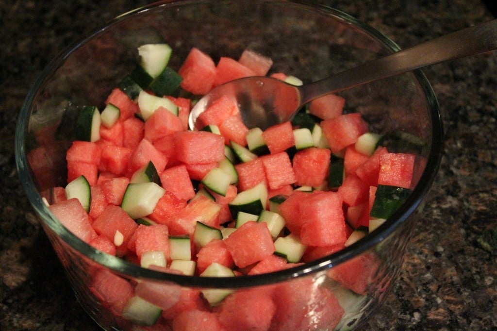 Watermelon Cucumber Salad with Honey Lime Vinaigrette | No Thanks to Cake