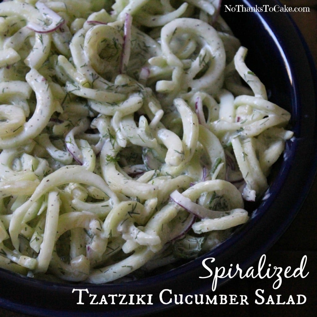 Spiralized Tzatziki Cucumber Salad | No Thanks to Cake