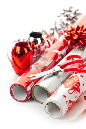 Christmas wrapping paper rolls