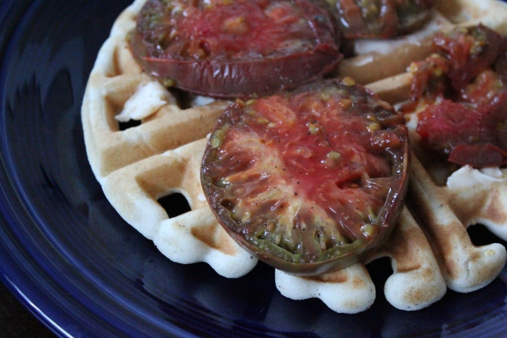 Cheesy Grilled Heirloom Tomato Waffles | No Thanks to Cake