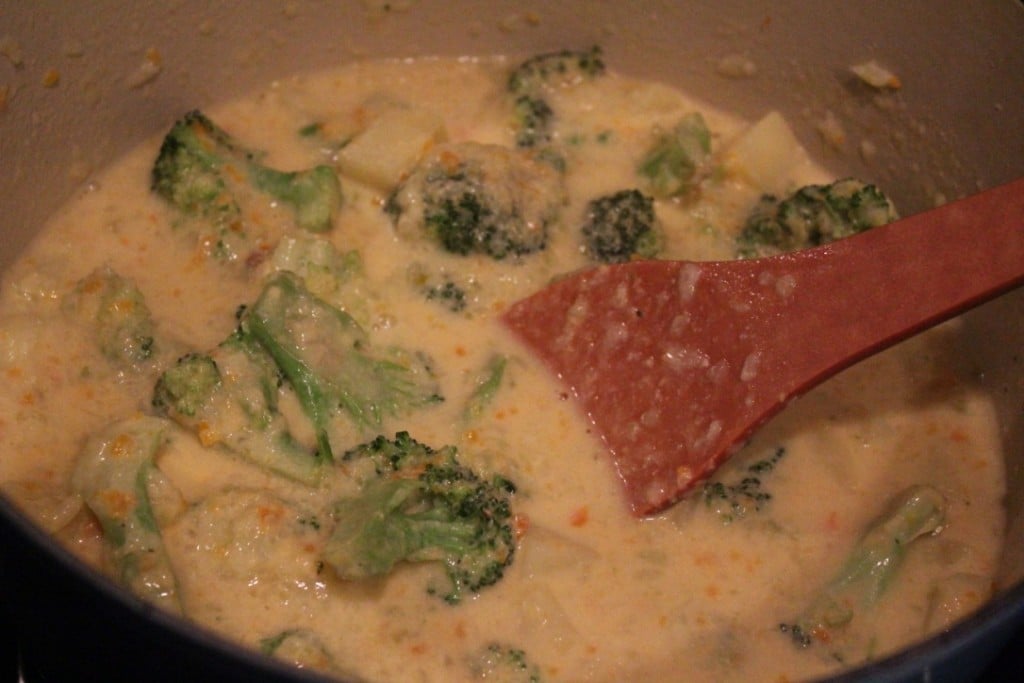 Skinny Broccoli Cheese Potato Soup | No Thanks to Cake