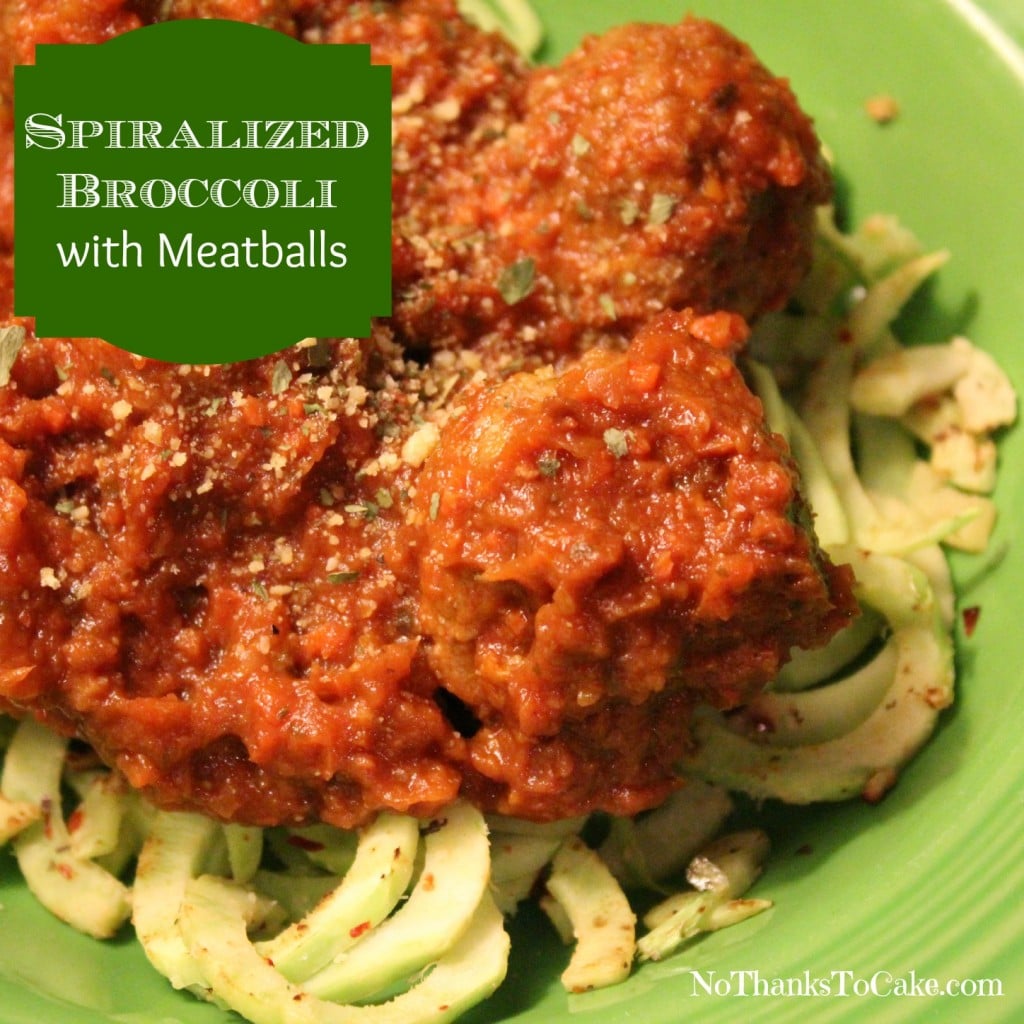 Spiralized Broccoli with Meatballs | No Thanks to Cake