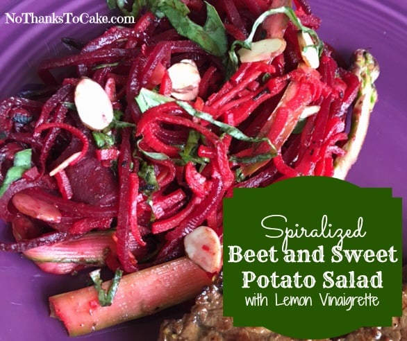 Spiralized Beet and Sweet Potato Salad with Lemon Vinaigrette | No Thanks to Cake