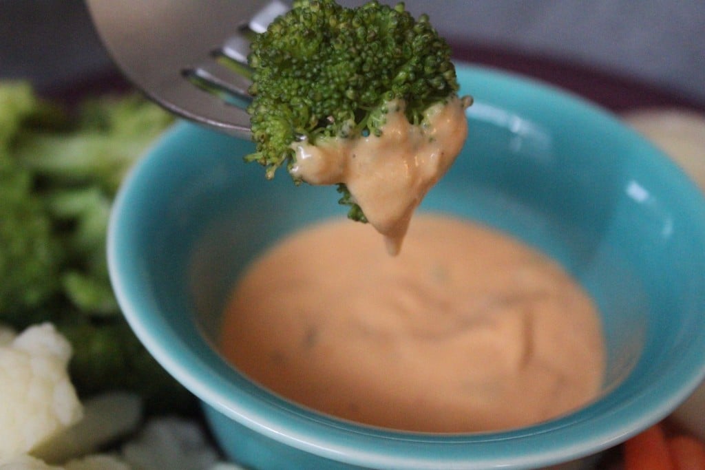 Veggie Steamer with Tangy Horseradish Dipping Sauce | No Thanks to Cake