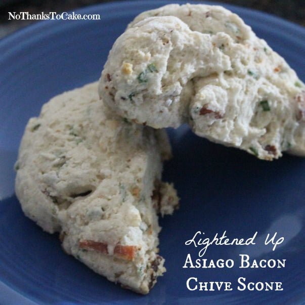 Lightened Up Asiago Bacon Chive Scone | No Thanks to Cake