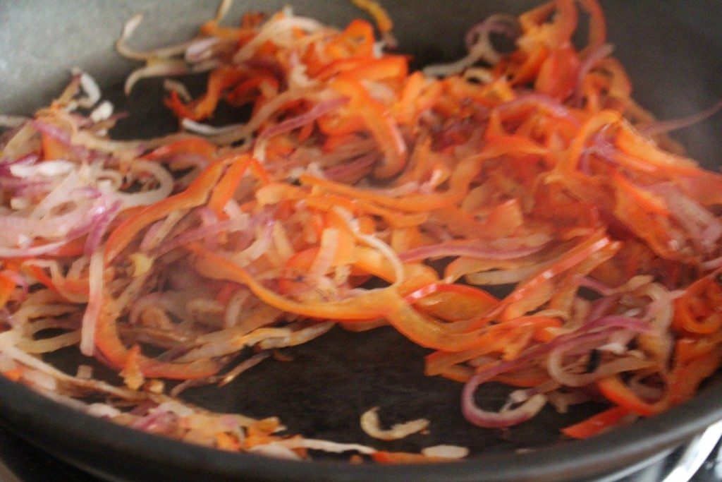 Spiralized Onions and Peppers | No Thanks to Cake